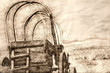 Sketch of a Covered Wagon Facing the Road Ahead