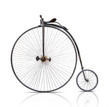 Penny-farthing, High  Wheel Retro Bike  On White Background