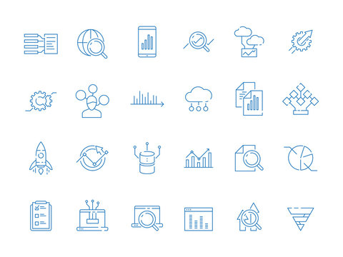 Data analysis symbols. Business diagram analytics symbols strategy icons. Vector analysis data information, business strategy diagram illustration