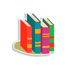 Aufkleber - books flat sticker icon. Elements of Book in color icons. Simple icon for websites, web design, mobile app, info graphics