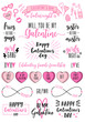 Galentines day cards, women's day, feminist doodles, vector design elements