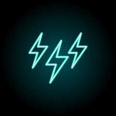 Poster - Lightening outline icon. Elements of Ecology in neon style icons. Simple icon for websites, web design, mobile app, info graphics