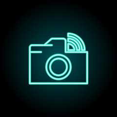 Aufkleber - Camera wifi sign icon. Elements of Image in neon style icons. Simple icon for websites, web design, mobile app, info graphics