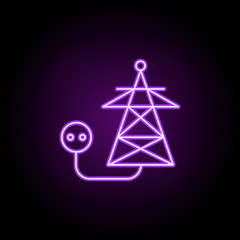 Poster - electrical energy outline icon. Elements of Ecology in neon style icons. Simple icon for websites, web design, mobile app, info graphics