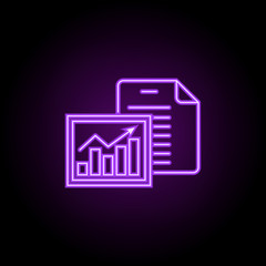 Poster - financial report outline icon. Elements of Banking & Finance in neon style icons. Simple icon for websites, web design, mobile app, info graphics