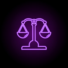 Poster - law scales outline icon. Elements of Banking & Finance in neon style icons. Simple icon for websites, web design, mobile app, info graphics