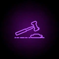 Poster - auction hammer outline icon. Elements of Banking & Finance in neon style icons. Simple icon for websites, web design, mobile app, info graphics