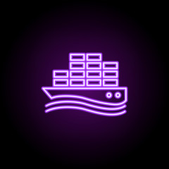 Poster - ship with containers outline icon. Elements of Cargo logistic in neon style icons. Simple icon for websites, web design, mobile app, info graphics