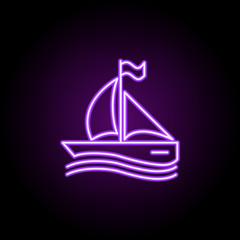 Poster - sailing yacht outline icon. Elements of Cargo logistic in neon style icons. Simple icon for websites, web design, mobile app, info graphics