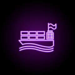 Poster - ship with containers outline icon. Elements of Cargo logistic in neon style icons. Simple icon for websites, web design, mobile app, info graphics