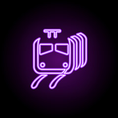 Poster - a train outline icon. Elements of Cargo logistic in neon style icons. Simple icon for websites, web design, mobile app, info graphics