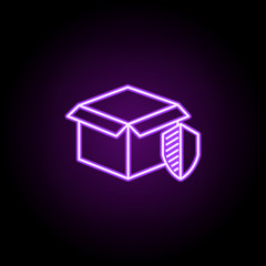 Poster - the package is protected outline icon. Elements of Cargo logistic in neon style icons. Simple icon for websites, web design, mobile app, info graphics