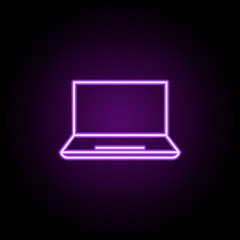 Poster - a laptop outline icon. Elements of Education in neon style icons. Simple icon for websites, web design, mobile app, info graphics