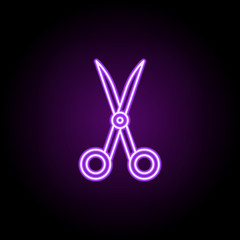 Poster - scissors outline icon. Elements of Education in neon style icons. Simple icon for websites, web design, mobile app, info graphics
