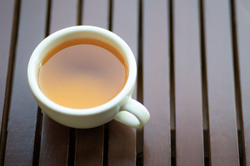 Hot coffee mug placed on the table