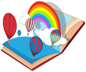Wall Mural - open book hot air balloon theme