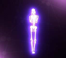 Wall Mural - Human skeleton posing. Halloween party design template. 3D rendering