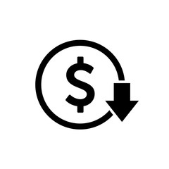 Poster - Cost reduction icon. Dollar Down Icon Vector