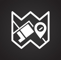 Poster - Navigation icon on black background for graphic and web design, Modern simple vector sign. Internet concept. Trendy symbol for website design web button or mobile app