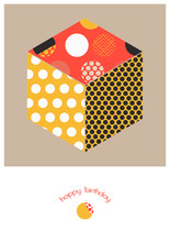 Japanese Style Gift Box Birthday Card In Orange Black Shades