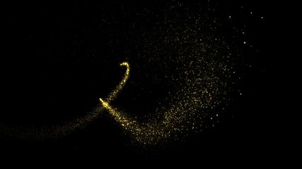 Wall Mural - Abstract holiday valentines day element with shining gold sparkling inscription LOVE and shape of heart on black background. 4K motion graphic.