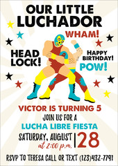 Wall Mural - Set of Vintage Lucha Libre tickets. Lucha Libre Birthday Party.