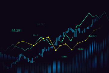 Stock market or forex trading graph