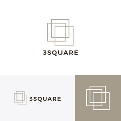 Wall Mural - three square 3 logo vector icon illustration