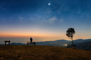 Wall Mural - milky way at ban rong kla viewpoint