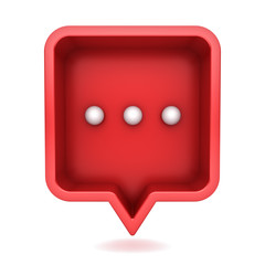Poster - 3d speech bubble or blank red rounded square chat pin isolated on white background with shadow 3D rendering