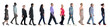 © Curto - group of mixed people walking on white