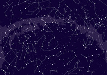 Northern Hemisphere Constellations, Star Map. Science Astronomy