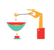 Gourmet Swiss fondue dinner vector flat illustration