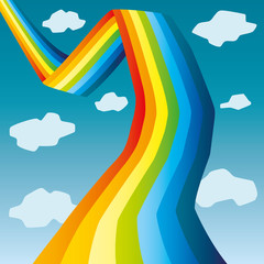 Wall Mural - Bright rainbow and clouds in the sky.