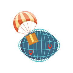 Sticker - parachute flying with box delivery service