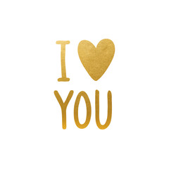 Wall Mural - Golden I Love You. Unique Hand Drawn Design. Vector