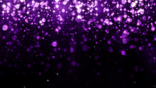 Luxury Background With Glitter Falling Purple Particles. Beautiful Holiday Light Background Template For Premium Design. Falling Shiny Magic Particle With Light