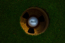 Golf Ball In The Hole With Text Practice In Switzerland.