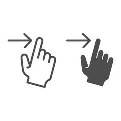 Poster - Swipe right line and glyph icon. Flick right vector illustration isolated on white. Gesture outline style design, designed for web and app. Eps 10.