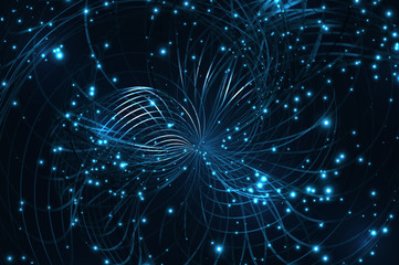 Wall Mural - Futuristic particles and lines pattern. Abstract magic light effects. Graphic concept for your design.