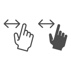 Poster - Horizontal scroll line and glyph icon. Resize by width vector illustration isolated on white. Scrolling gesture outline style design, designed for web and app. Eps 10.