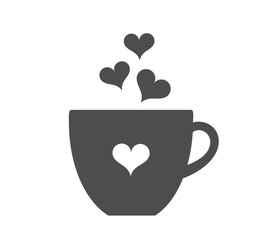 Wall Mural - coffee cup with hearts icon.