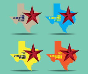 Wall Mural - Texas map with Star and Nickname The Lone Star State, Vector EPS 10