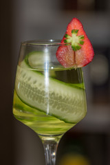 Sticker - cocktail with cucumber and strawberry