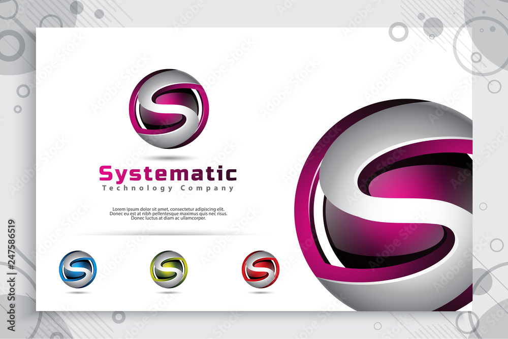 3d Letter S logo vector design with simple and modern colorful style ...