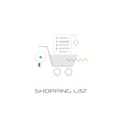 Poster - trolley cart online shopping list planning concept line style isolated