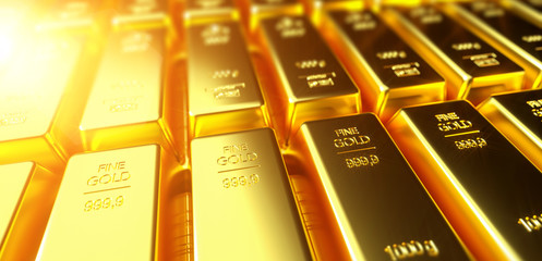 Gold bar close up shot. wealth business success concept