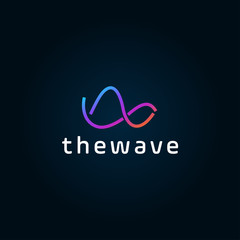 Poster - Waves logo template. Abstract linear logotype. Wave flow symbol. Motion stream water aqua vector icon. Minimal emblem for business emblems