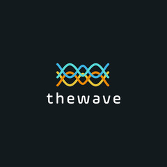 Aufkleber - Waves logo template. Abstract linear logotype. Wave flow symbol. Motion stream water aqua vector icon. Minimal emblem for business emblems