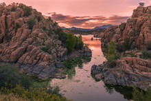 Scenic Sunset At Watson Lake Prescott Arizona